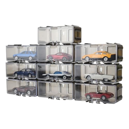 ミニカー用ディスプレイケース 展示 埃除け 連結可能 壁掛け 個別収納 蓋付き 10個セット