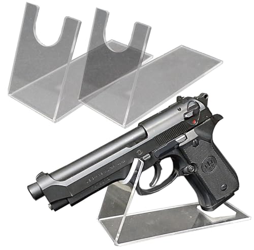 【エムティ】モデルガン スタンド 展示 ディスプレイ アクリル 透明 3個入（保護レール＆スベリ止めシ..