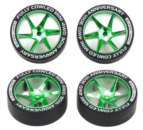 タミヤ ミニ四駆特別企画 フルカウルミニ四駆30周年 スーパーハードローハイトタイヤ & マットグリーンメッキホイール 95666 (ミニ四駆)