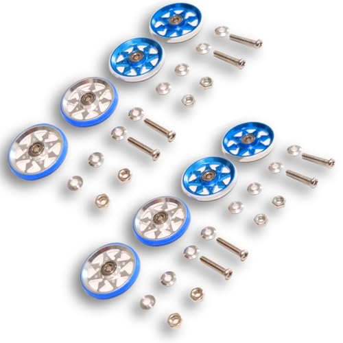 UME-STAR ミニ四駆 アルミローラー ミニ四駆ローラー ベアリング アルミ ローラー ベアリングローラー 19mm 軽量 パーツ 8個 セット 大人 (ブ...