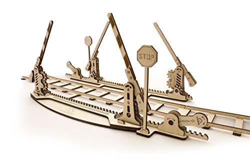 Ugears ユーギアーズ Set of rails with crossing レールと踏み切り;70014 木のおもちゃ 3D立体 パズル