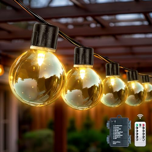 ストリングライト 防雨型 9M イルミネーション 電池式 20個LED電球 G40 電球色 PC素材 破損しにくい 8..