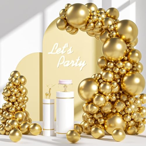 バルーン 風船 ゴールド142個のバルーンアーチ異なるサイズ45.7 cm 30.5 cm 25.4 cm 12.7 cm誕生日パーティー結婚式卒業式オープン店...