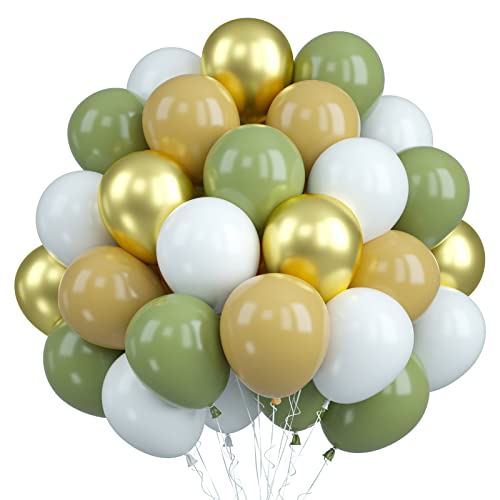 バルーン グリーン ゴールド 30個 風船 緑 金 アプリコット 白 ラテックスバルーン 誕生日 飾り ヘリウムバルーン ウェディング 卒業パーティー ベビーシ...