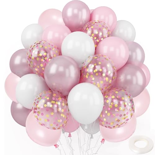バルーン 風船 誕生日 コンフェッティ 30個入り 12インチ リボン付き パーティー 結婚式 バースデー お祝い 告白 サプライズ 飾り付け ピンク