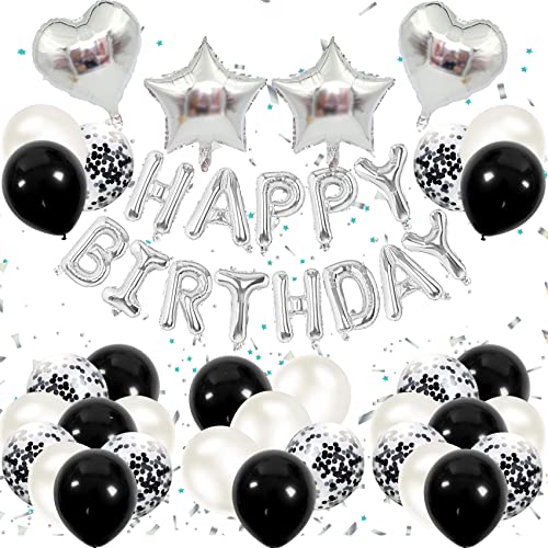 EXGOX 誕生日 バルーン 飾り付け セット ブラック 風船 パーティー 飾り ハッピーバースデー happy birthday ガーランド ハート風船 男女...