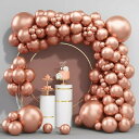 142個のローズゴールドバルーンアーチ ラテックスバルーン 異なるサイズ 18インチ 12インチ 10インチ 5インチ 誕生日パーティー バレンタインデー ベビ...