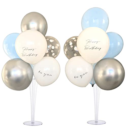 【2台+風船セット】バルーンスタンド 風船 セット バルーン 飾り 誕生日 飾り付け バースデー くすみカラー 棒 白 ピンク ブルー ゴールド 1歳 ハーフバ...