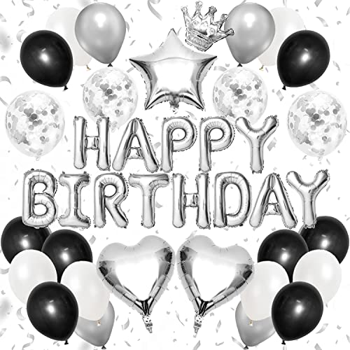 Iysoll 誕生日 飾り付け バルーン ハッピー バースデー 飾り シルバー happy birthday ハート 風船 紙吹雪風船 誕生日パーティー お祝い...