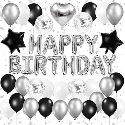Iysoll 風船 誕生日 飾り付け HAPPY BIRTHDAY バルーン セット シルバー バースデー ガーランド 紙吹雪風船 ドットシール リボン付き パ...