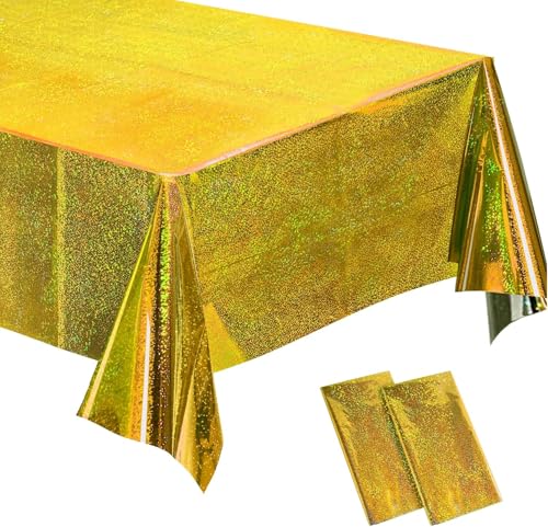 BRAVESHINE 使い捨て テーブルクロス パーティー用 誕生日 飾り付け イベント 記念日 用 テーブルカバー パーティーグッズ 2枚セット (ゴールド ...