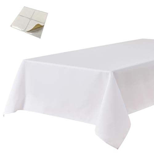 BALCONY & FALCON テーブルクロス 滑り止め付き 防水 汚れ防止 オックスフォード生地 長方形テーブルクロス 白 洗濯可 テーブルカバー 140*240cm ホワイト