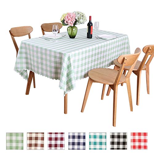 Jixin4you テーブルクロス テーブルカバー 新年 食卓カバー 速乾 洗える オシャレ 素敵 きれい 格子縞 長方形 レストラン ホテル 北欧 厚手 柔らかい 緑 ライトグリーン 約1.4*2.0m