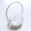 【丸いリングクッションを手作り】シンプルなサーバーバスケット【ミニ】のリングピロー手作りキット(容器の色:バニラホワイト)【結婚式 人前式 ブライダル 花嫁di...