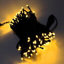 【業務用 高耐久】屋外用LEDイルミネーション 防水 防雨型 ストレート 10m 100球 電球色(ゴールド)