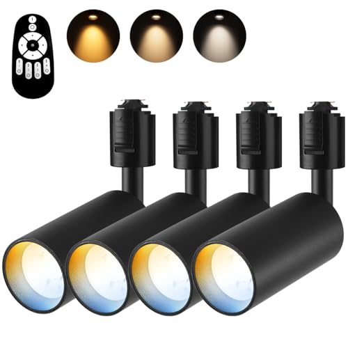 ANWIO スポットライト 4個セット ダクトレール用 4.5W(40W型相当) リモコン付き ライティングレール用 LED内蔵式 電球不要 北欧 角度可動 取...