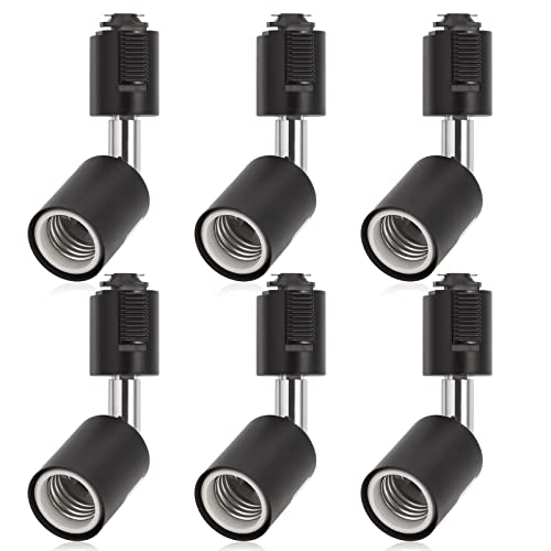 DiCUNO ライティングバー用スポットライト E26口金 配線ダクトレール用器具 ライティングレール LED対応 ブラック 6個セット (電球なし)