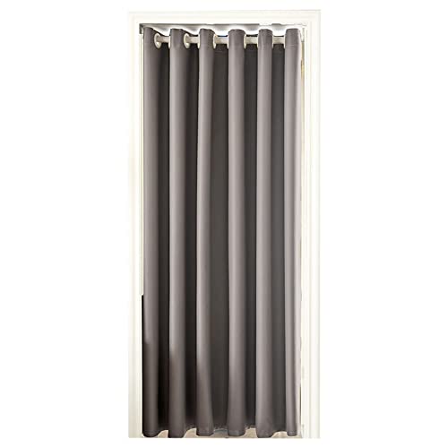 TUYOBI のれん200CM丈 120CM幅 目隠し 間仕切り アコーディオンカーテン 透けない おしゃれ 厚手 つっぱり式 ドアカーテン ロング 北欧1枚 無地 断熱 防寒 遮光 保温 グレー