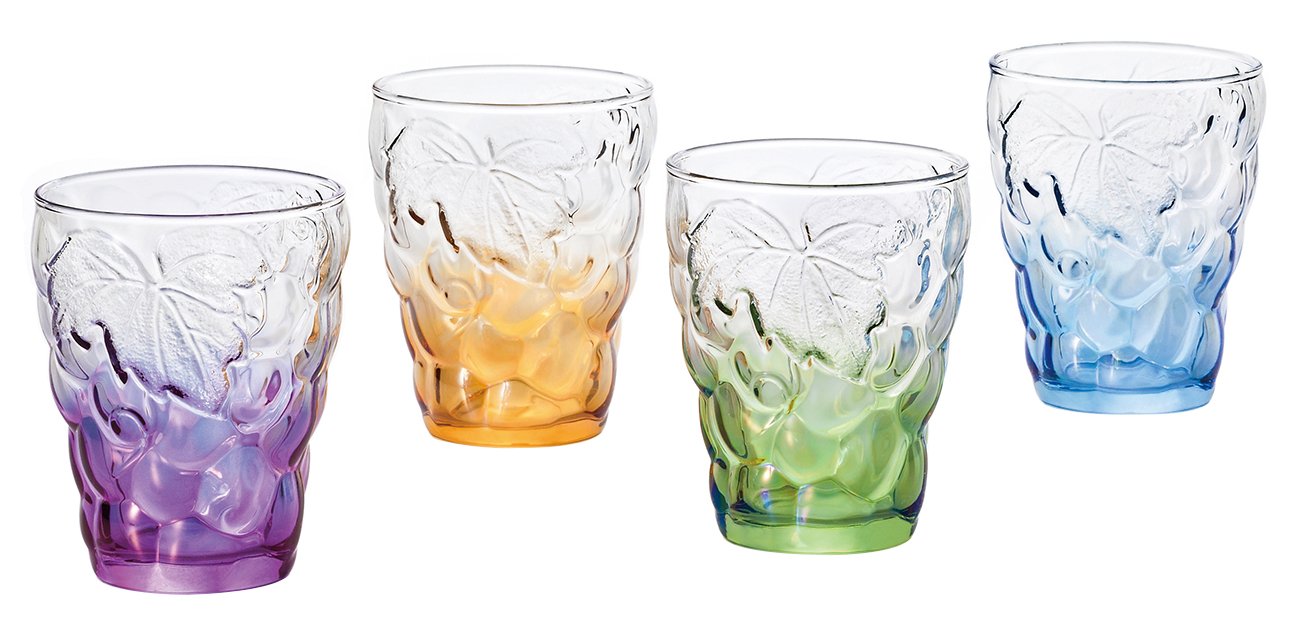 アデリア(ADERIA) ぶどうのグラス 4色セット 260ml 日本製 化粧箱入 コップ 結婚 祝い ビール おしゃれ..