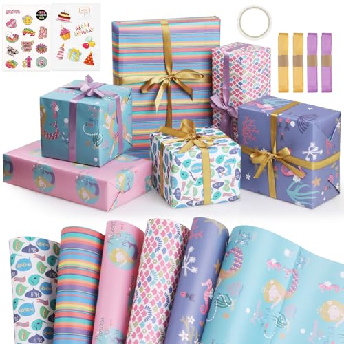 Hianjoo 包装紙 ラッピングペーパー 大判 可愛い海洋の柄 バレンタインデー クリスマス 包装ペーパー 厚手 梱包 折り ギフト包装 母の日 父の日 子供...