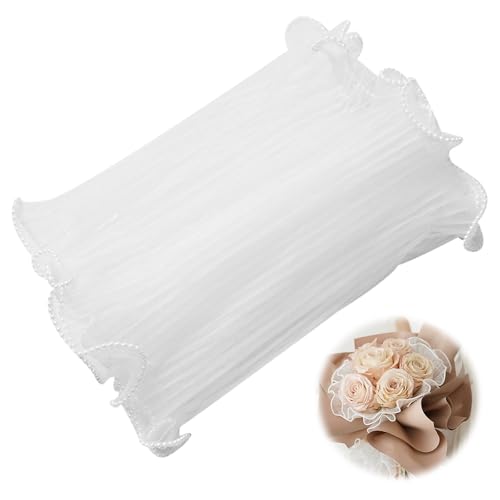 PAVIKE ラッピングペーパー パールエッジ ラッピング材 白 ウェーブチュール お花紙 花束 包装紙 フラワペーパー フラワー ラッピング用品 記念日 誕生...