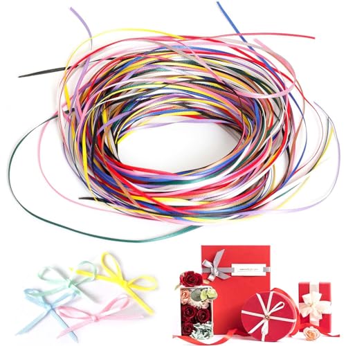 PAVIKE サテンリボン 幅2mm 両面サテンリボン 極細 手芸 アクセサリー ラッピングリボン ハンドメイド..