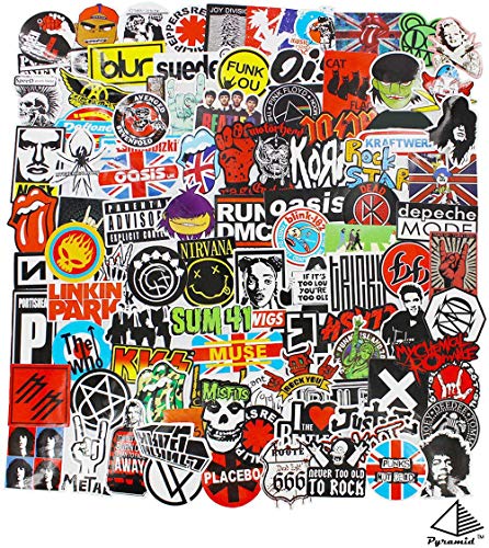 バンドステッカーパックロックンロールステッカーデカールラップトップ車ギターバンパーパンククラシックビニール防水落書き100個