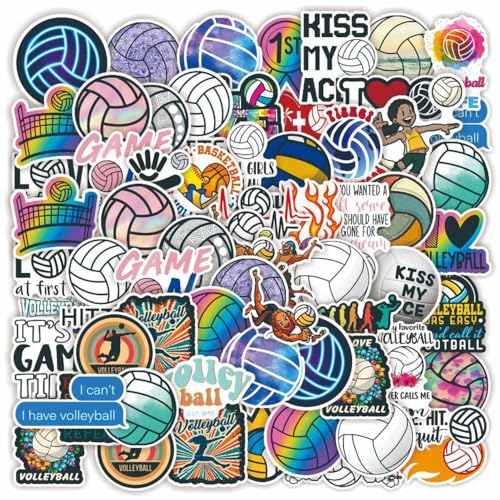 バレーボールステッカースポーツ観戦ステッカー50枚、ウォーターボトルステッカー ビニール防水ステッカー ノートパソコン スケートボード 電話 コンピューター用 ...