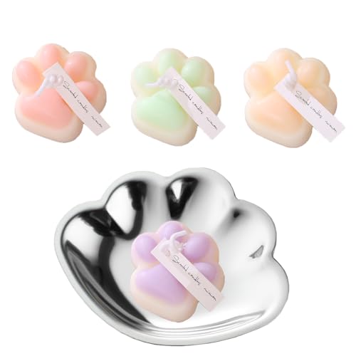 YIXINLYMY アロマキャンドル 天然ソイワックス 猫の足型 5個セット 燃焼時間24時間 プレゼント 天然素材 バレンタイン 母の日(4つの香り)