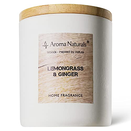 Aroma Naturalsアロマキャンドル レモングラス＆ジンジャーの香り大豆ワックスキャンドル 35時間ジャー..