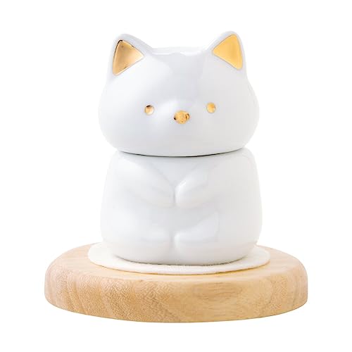 FUN fun ペット仏具 骨壺 単品 ミニ ペット骨壷 分骨 手元供養 陶磁器 永久の愛 (立ち耳犬) 台座込み高..