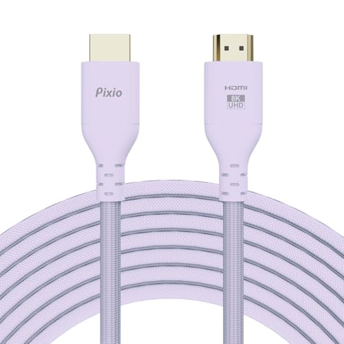 Pixio ウルトラハイスピード HDMIケーブル 2m パステル パープル PXH212BPP HDMI2.1B 8K/60Hz 4K/120Hz HDR対応 ナイロンメッシュ 紫