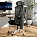 HBADA P3オフィスチェア デスクチェア 椅子 3Dアームレスト 3Dヘッドレスト 腰痛 ランバーサポート ハイバック メッシュ 約145度リクライニング ...