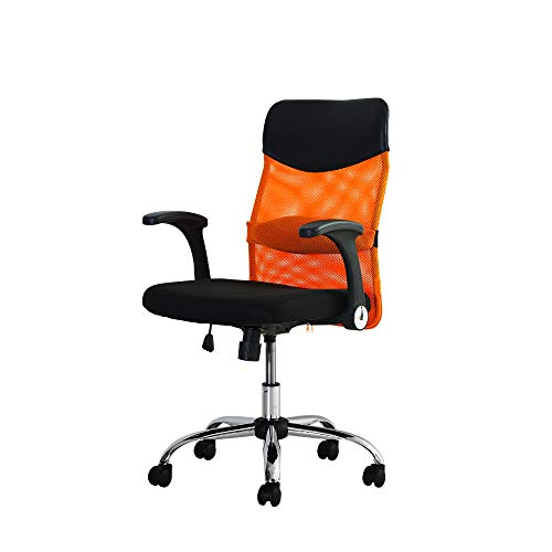 LOOKIT オフィスチェア デスクチェア PCチェア メッシュ 疲れない ミドルバック 腰痛 椅子 サポート S字構造で体にフィット オレンジ 可動肘 SSP...