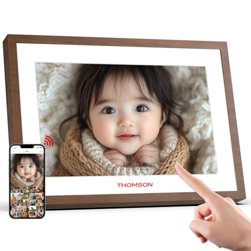 THOMSON デジタルフォトフレーム 10.1インチ 1280×800 WiFi 32GB内蔵 4000mAh電池内蔵 3-4時間使用でき、デジタルアルバムタッチスクリーン 256GB SDカード/USBメモリ対応 自動回転 遠隔転送 SDカードは別