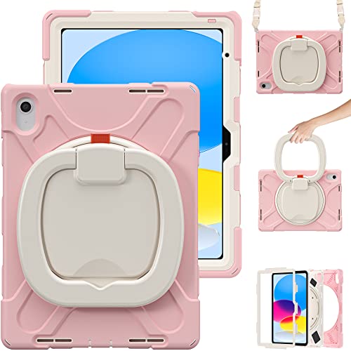 iPad 11インチ2025(A16)/iPad 10世代10.9 インチ2022ケース 360°回転持ち手 耐衝撃 ペンシル収納 頑丈 キッズ かわいい 子供...