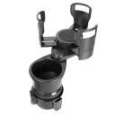 車載カップホルダー 車ドリンクホルダー 2in1 取り付け簡単 多機能 360°回転調整 飲み物/カップ麺/携帯電話/コップなどを置くことができます ブラック ...