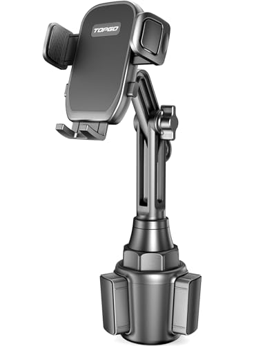 TOPGO スマホホルダー 車 ドリンクホルダー 車載ホルダー カップホルダー スマホスタンド 車 【 機械式伸縮延長ポール 車載 携帯ホルダー 縦・横・上下・...