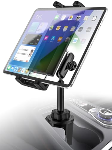 Kolasels カップタブレットホルダー 車 ドリンクipadホルダー 車載 タブレットカップスタンド 車載携帯電話スタンド 取り付け簡単 金属は壊れない 転落防止 防振 360度回転 自由調節 日本語説
