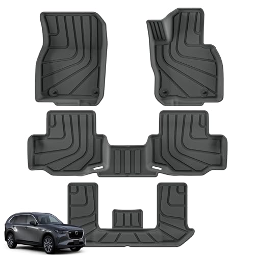 LUCKEASY マツダ CX-80 専用 フロアマット 3Dフロアマット (CX80 KL系 6人乗り 2024年10月〜現行) カーマット 立体カーマット ...