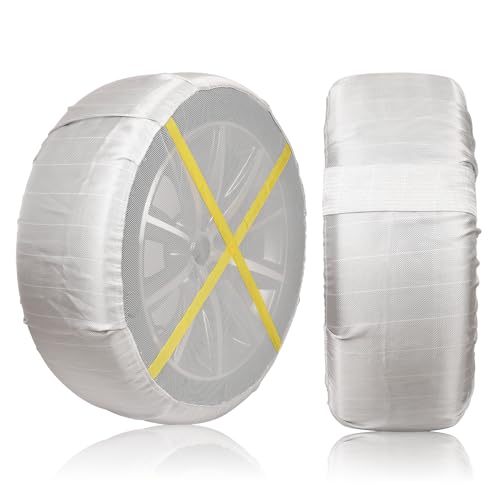 YOUTALLY 布製 タイヤチェーン 非金属 スノーチェーン 軽自動車用 チェーン規制対応 ジャッキアップ不要 ガイド付き十字線 簡単取付 軽量 静音 滑り止...