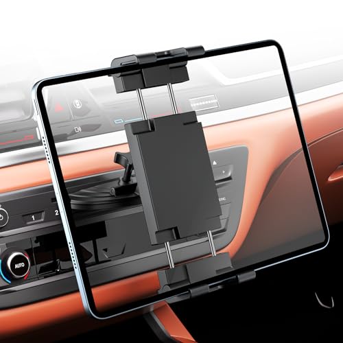 PLDHPRO タブレットホルダー 車載 スマホホルダー cdスロット 5.1-15.6インチ 安定性 iPad、Galaxy Tab、iPhone&他のスマホに対応 ipad車ホルダー（ブラック）