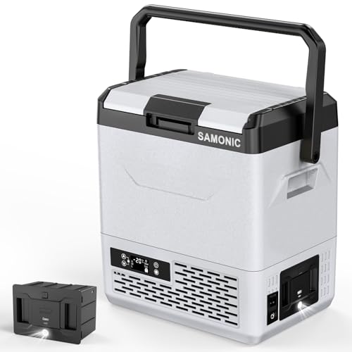 SAMONIC 車載冷蔵庫 ポータブル冷蔵庫 -20℃〜20℃ 15600mAh大容量バッテリー搭載 急速冷凍 蓋の開閉方向変更可能 コンプレッサー式 4WAY...