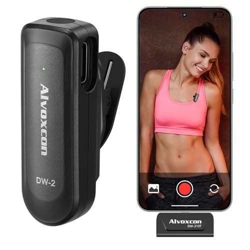 Alvoxcon ワイヤレスマイク 2.4GHz ピンマイク Type-C接続 Android/iPhone15対応 ノイズキャンセリング..
