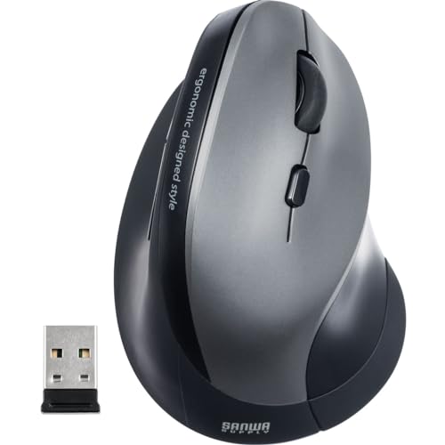 サンワダイレクト エルゴノミクスマウス ワイヤレス 腱鞘炎防止 ブルーLED 5ボタン 400-MA092