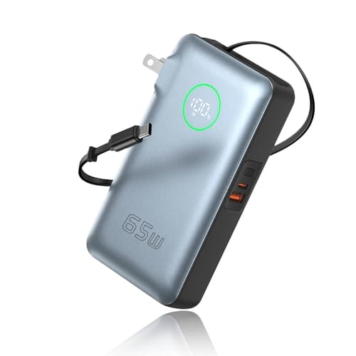 【2025新登場&26800mAh大容量】明誠 モバイルバッテリー コンセント一体型 PD65W 急速充電 ノートパソコン充電可能 長さ65CMのType-Cケ...