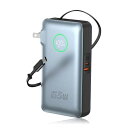 SLuB モバイルバッテリー 26800mAh 大容量 コンセント一体型 PD65W急速充電 ノートパソコン用 65cm USB-Cケーブル内蔵 伸縮式 3台同...