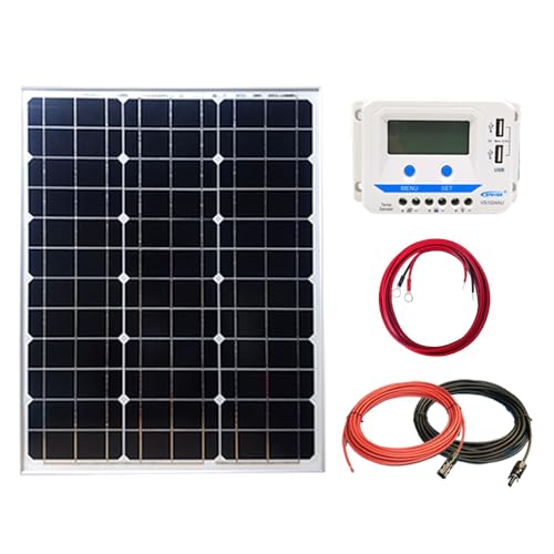 KAUSMEDIA 50W 12V バッテリー対応 10A チャージコントローラー ソーラー充電 セット 船舶用 発電 キット バッテリー 維持充電 ボート 車...