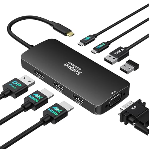 【2つHDMI＋DP＋VGA 4画面拡張】USB C ハブ ドッキングステーション hdmi 2ポート 4画面拡張可能 4K対..