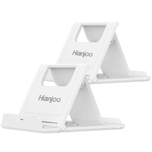 Hianjoo【2セット】スマホスタンド タブレットスタンド 折りたたみ式 角度調整可能 薄型 軽量 スマホホルダー 各種スマホに対応 (ホワイト+ホワイト)